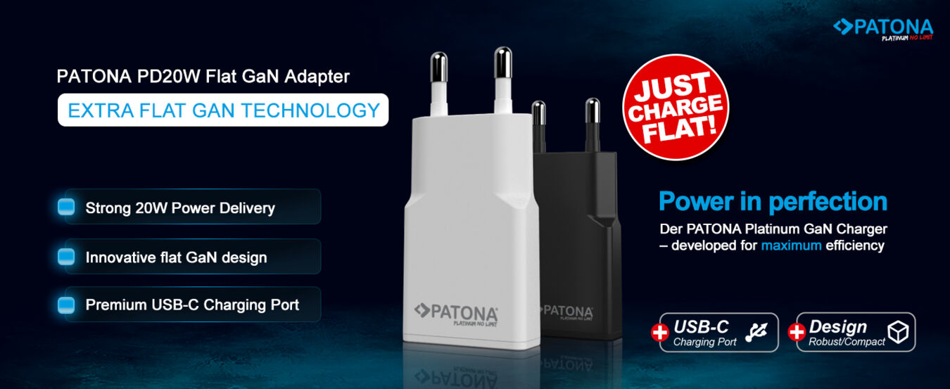 Ładowarka Patona GaN PD20W Platinum płaska 1x USB-C PD3.0 QC3.0 biała/2593