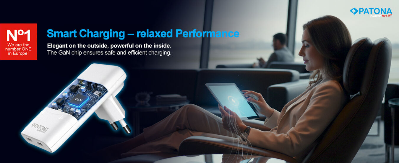 Ładowarka Patona GaN PD65W Platinum płaska 2x USB-C PD3.0 QC3.0