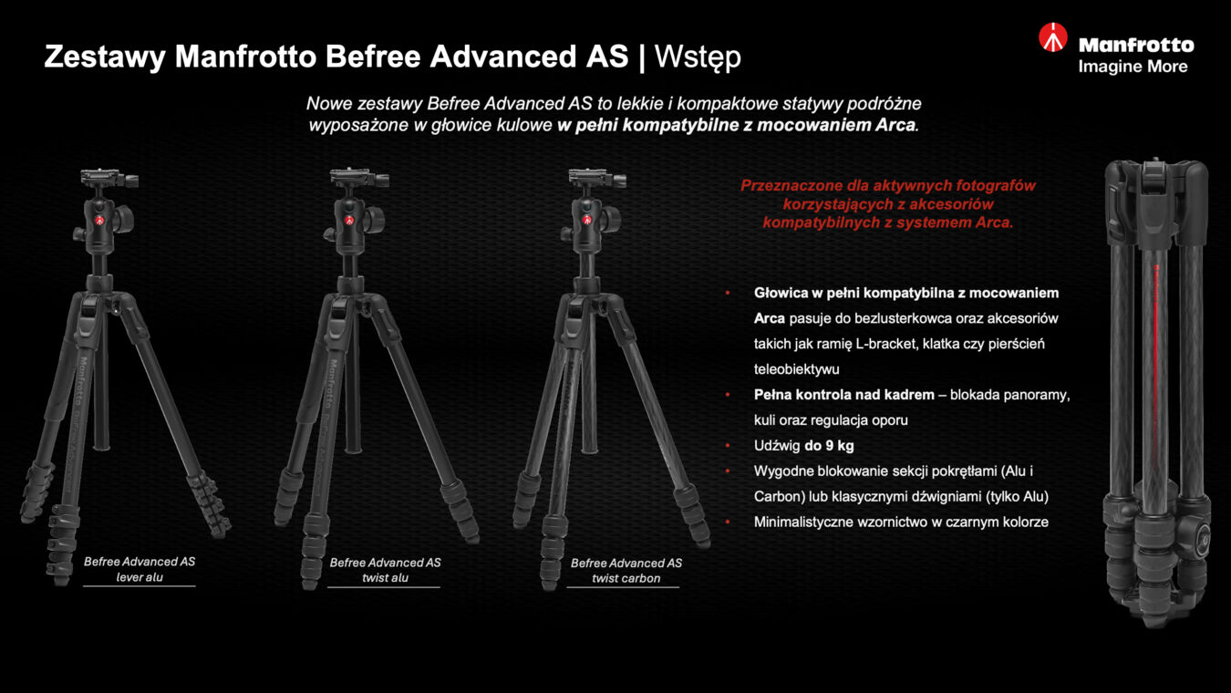Statyw Manfrotto Befree Advanced Twist AS z głowicą kulową 494 carbon/MKBFRTC4FB-BH - Promocją wiosenna - taniej o 20% (cena zawiera rabat)