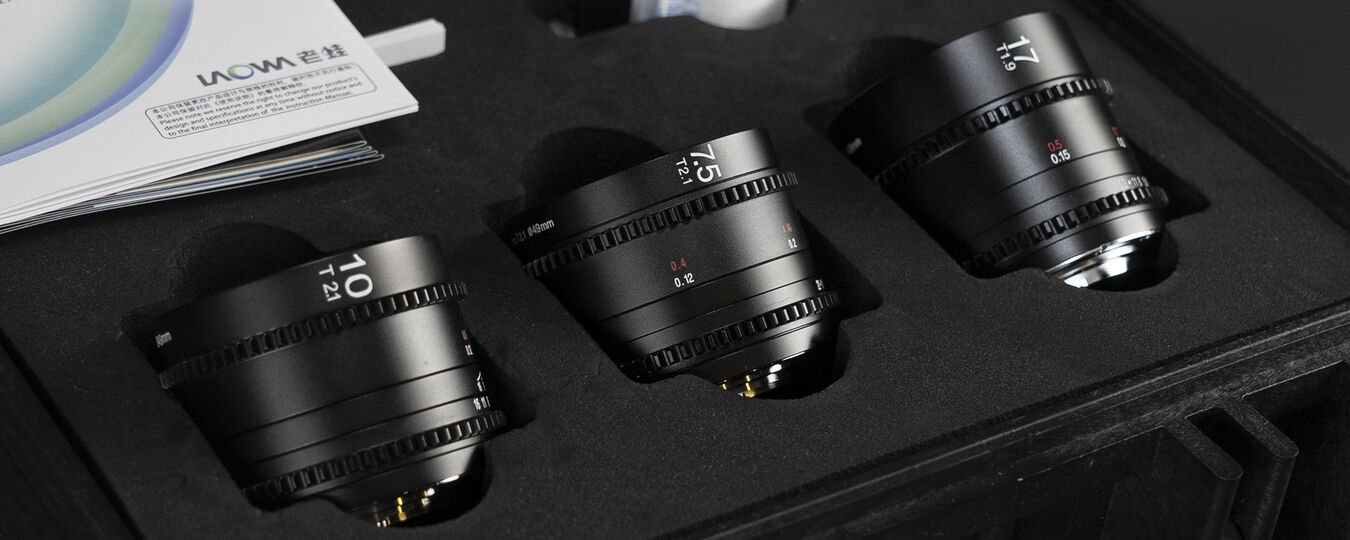 Zestaw obiektywów filmowych Mikro 4/3 Laowa Wide Cine Prime 7,5mm T2.1; 10mm T2.1; 17mm T1.