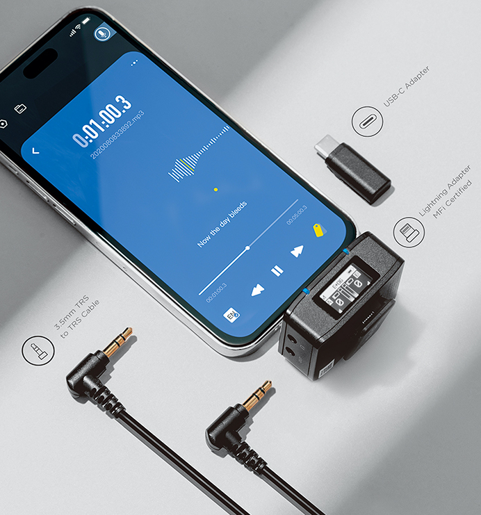 Zestaw mikroportów BoyaMic 2+1 z wbudowaną pamięcią - Lightning, Usb-C, jack 3,5mm - powystawowy