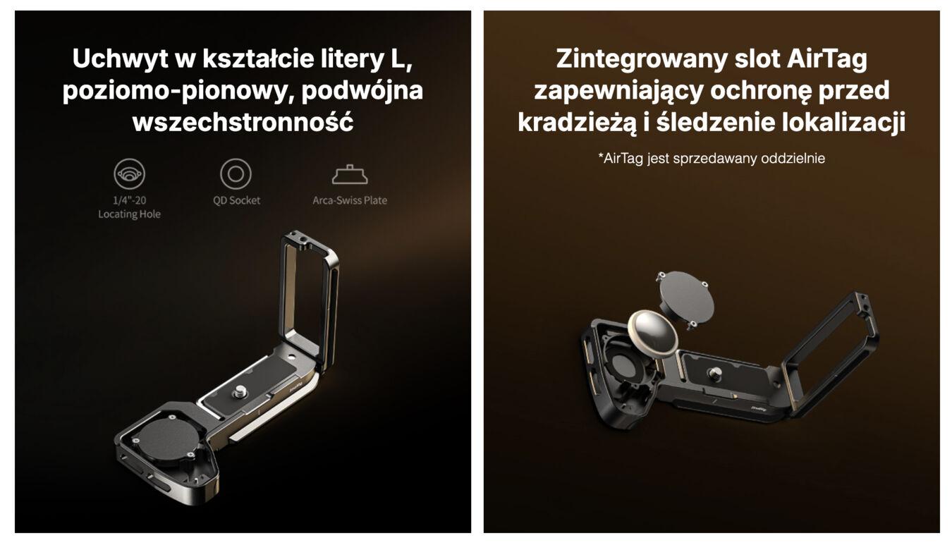 Płytka montażowa SmallRig 6034 L-shape z gniazdem AirTag do Sony 7 V / 7R V / 7 IV
