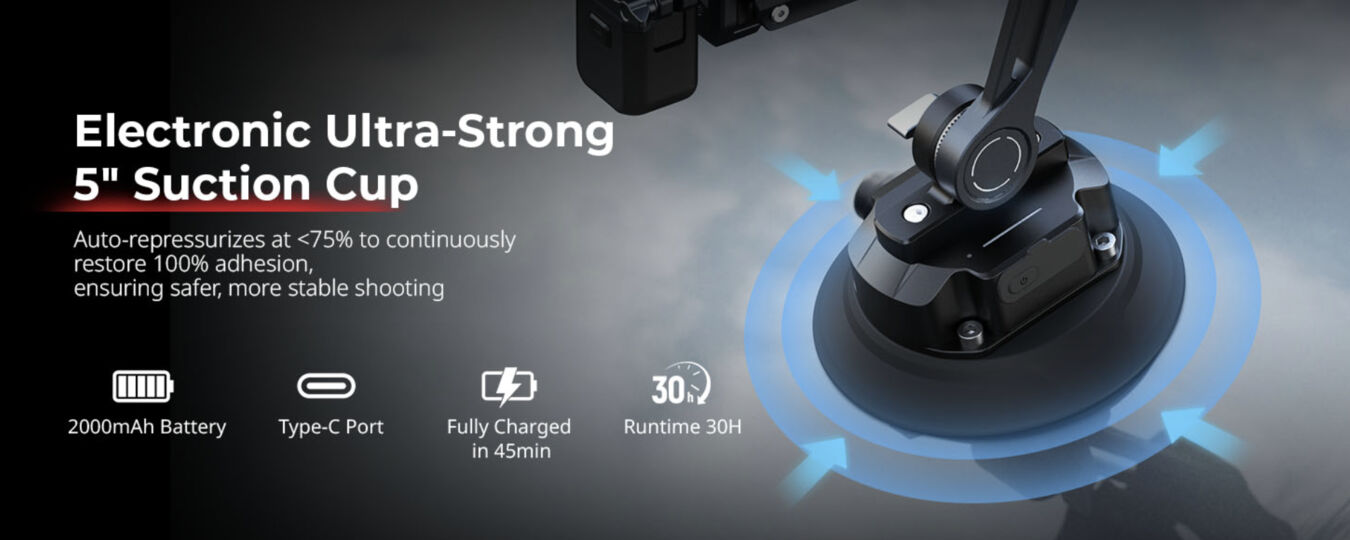 Mini ramię amortyzujące z elektryczną przyssawką SmallRig 5507 do DJI Osmo Pocket 4P / 4 / 3 i Xtra Muse, GoPro HERO13, Insta360 X4