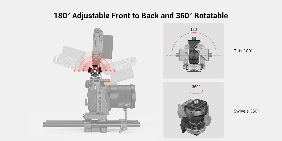 SmallRig 2905B Swivel and Tilt Adjustable Monitor Mount with Cold Shoe Mount