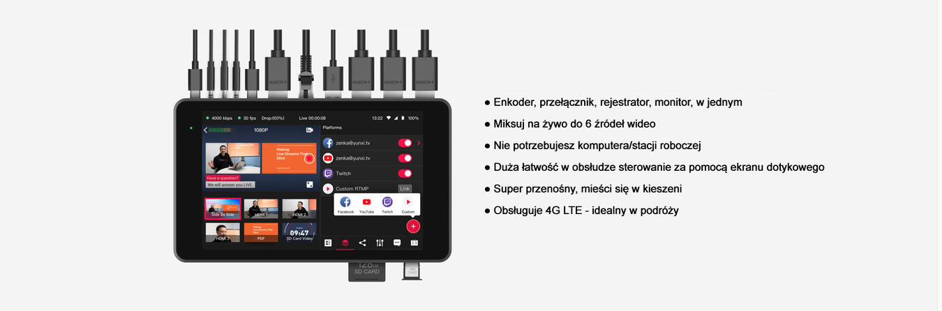 Mikser video YoloBox Pro z funkcją streamingu na żywo