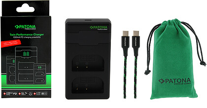 Ładowarka podwójna Patona Twin Performance do akumulatorów Panasonic DMW-BLK22/BLF19 z kablem USB-C