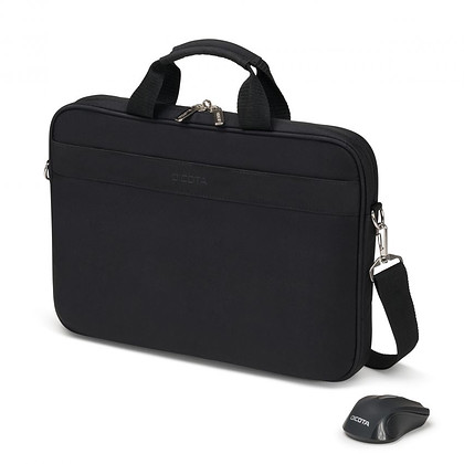 Torba na laptopa DICOTA Top Traveller 15,6" czarna z bezprzewodową myszką w zestawie (D31685)