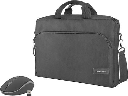 Torba na laptopa Natec Wallaroo 15,6" czarna z myszką bezprzewodową (NTO-1304)