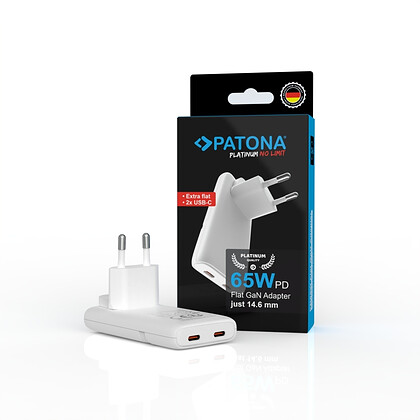 Ładowarka Patona GaN PD65W Platinum płaska 2x USB-C PD3.0 QC3.0