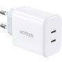 UGREEN Ładowarka sieciowa CD243, 2x USB-C, 40W biała (10343B)